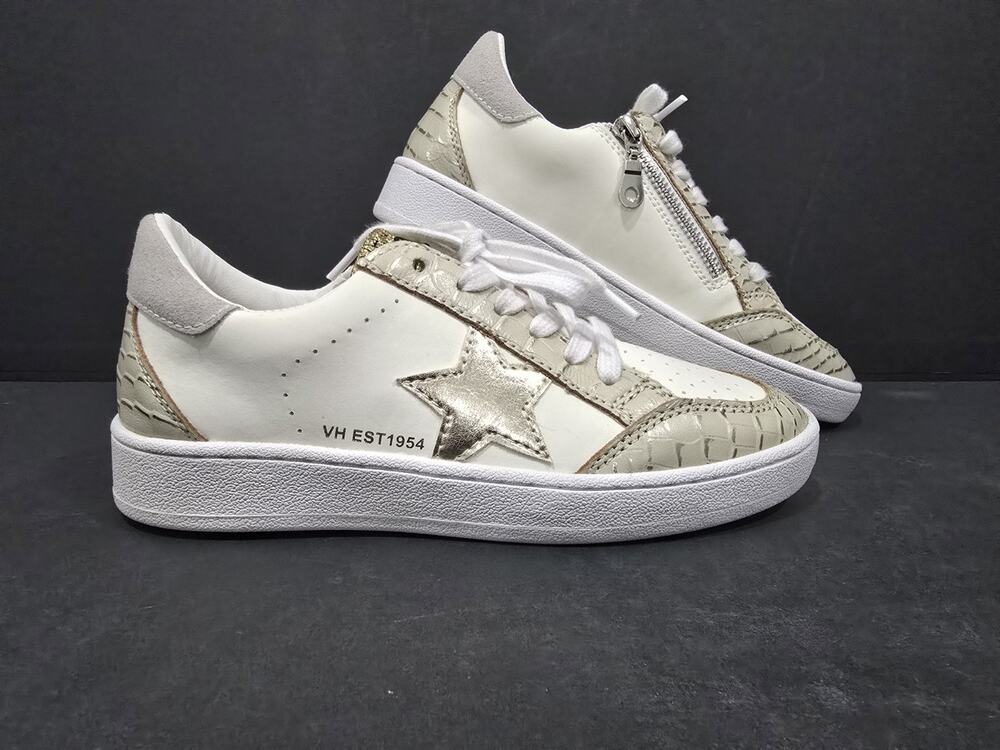 New Vintage Havana Denisse Sneakers Women’s 5 White Croc Gold Star Slip On VH